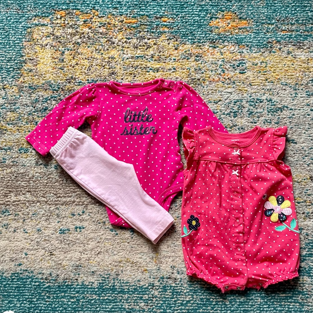 6 month baby clothes lot “Little Sister”